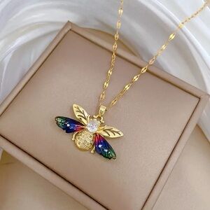 Gold plated Bee Pendant Necklace for women